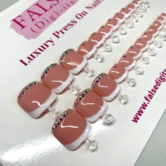 Full Set: Pink Frenchie Glam Toenails
