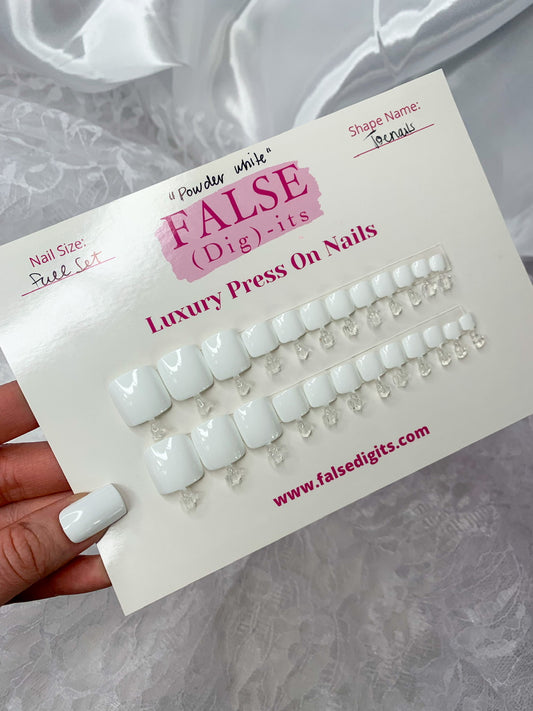 Full Set: Powder White Toenails