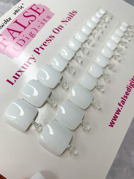 Full Set: Powder White Toenails